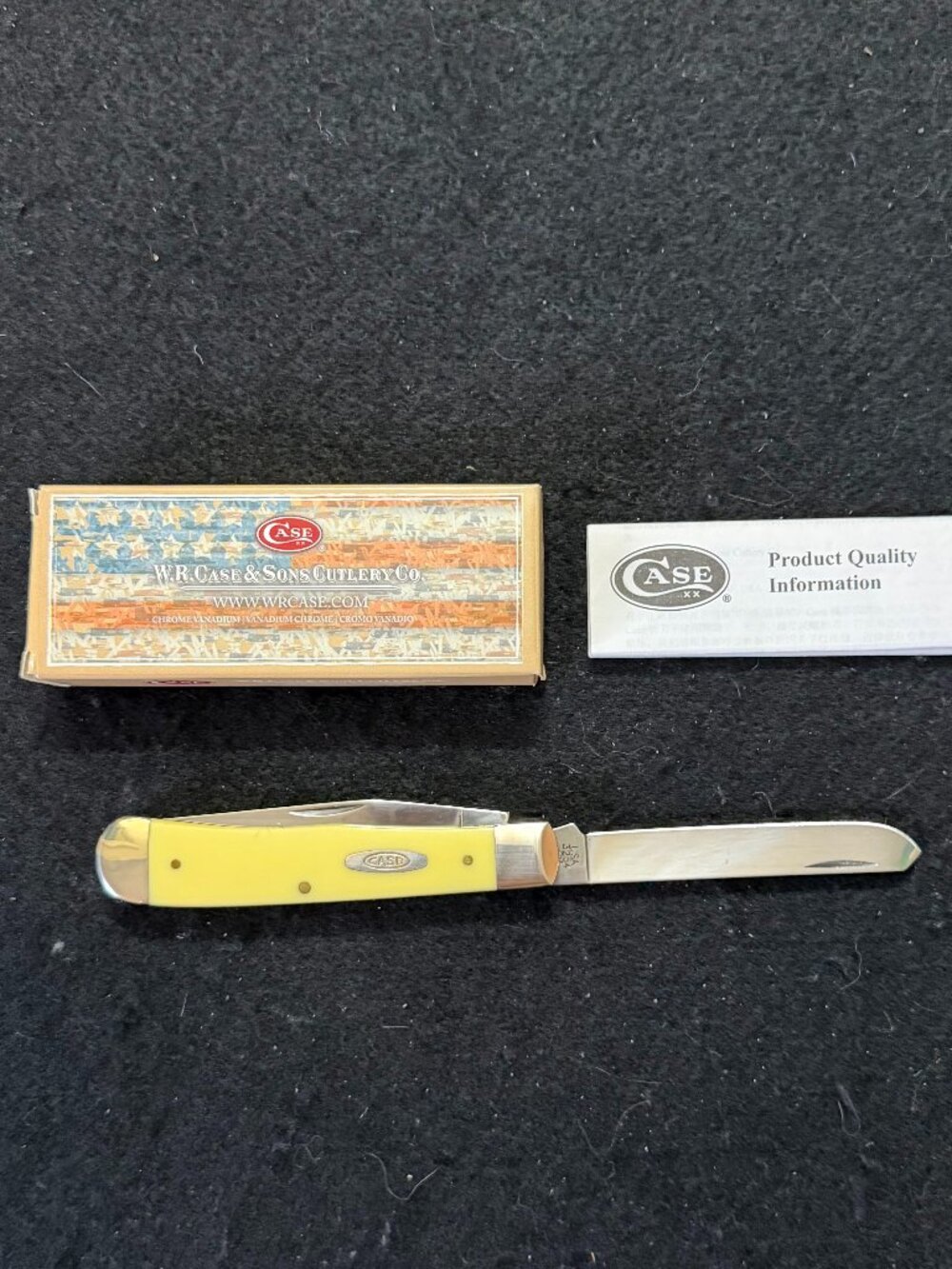 NWT Case X Trapper Knife Yellow Synthetic Carbon Steel Pocket Knife
